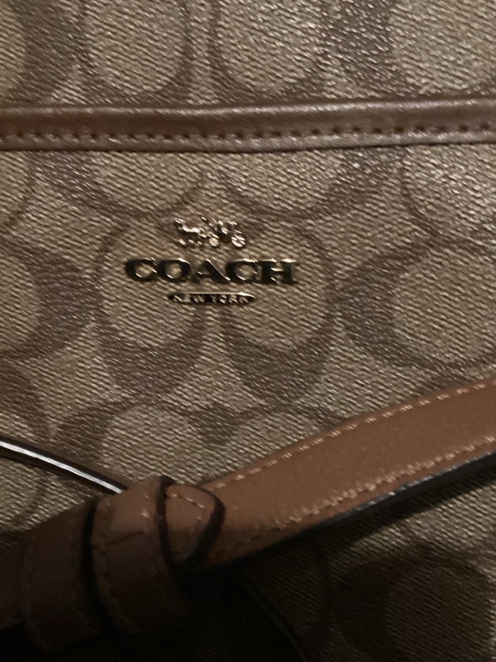 Coach Signature Jacquard Crossbody in Light Brown and Tan - Picture 4 of 5